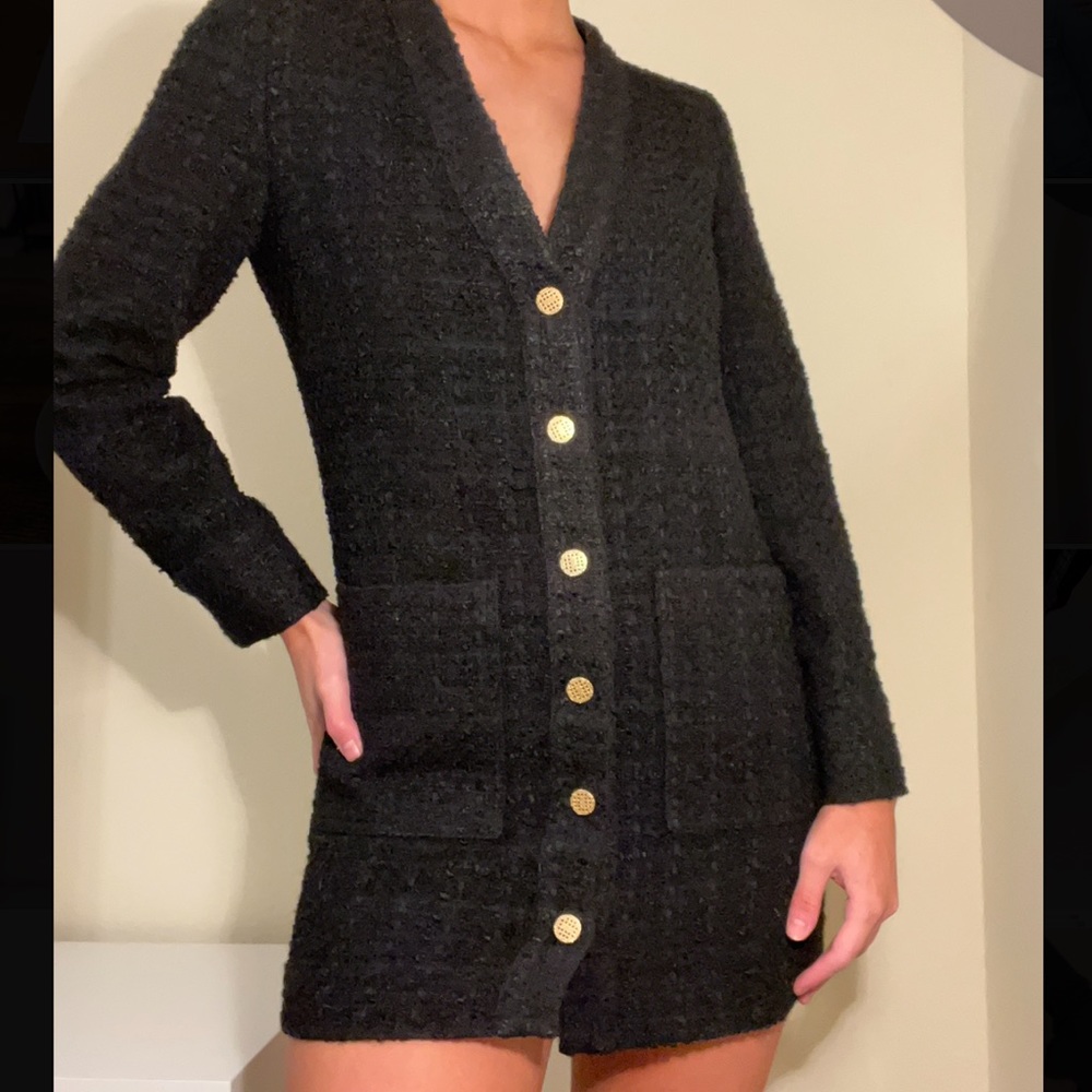 stunning vintage style sweat dress with gold buttons